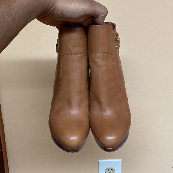 Michael Kors "WYATT" MK Logo Platform High Heel Booties "Luggage Brown” - Picture 12 of 17